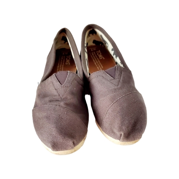 Toms Brown Canvas Slip On Shoes Size 7 - Picture 3 of 6